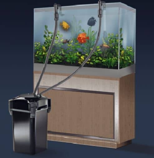The canister filter involves a large reservoir where all filter elements will be located, accommodated in drawers or shelves.